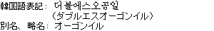 韓国語表記:(ヨミ:ダブルエスオーゴンイル)