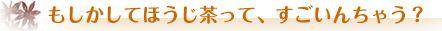 もしかしてほうじ茶って、すごいんちゃう?